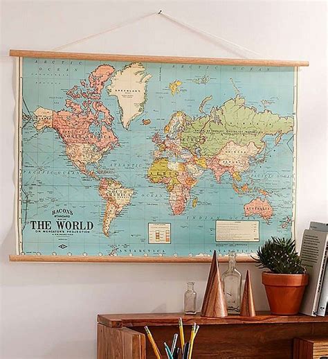 Vintage World Map Chart Poster Print Hanging Chart / Pull Down - Etsy | World map wall art ...