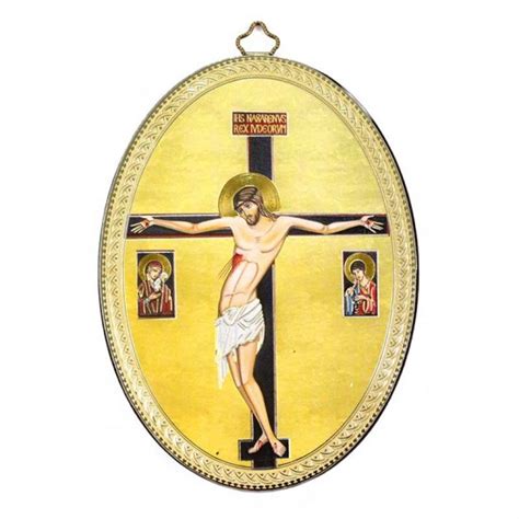Wooden Oval Image Crucified Jesus 10x15 cm - 13200115