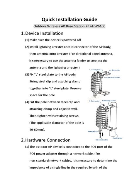 Quick Installation Guide-Outdoor Wireless AP Kits-HW6100 | PDF | Wi Fi | Ip Address