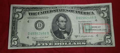 Series C 1950 $5 Dollar Bill Rare Ultra Error " Tick Mark " Federal Reserve Note D