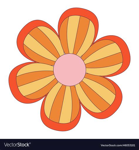 Retro 70s groovy hippie sticker daisy flower Vector Image