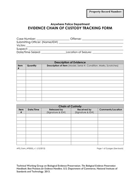 Sample chain of custody form in Word and Pdf formats