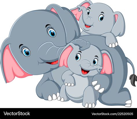 An elephant have fun play with their family Vector Image