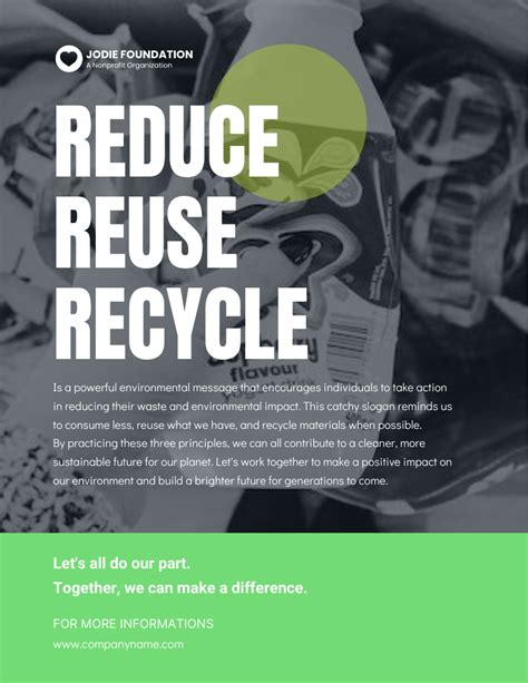 Black and Green Reduce Reuse Recycle Poster Campaign - Venngage