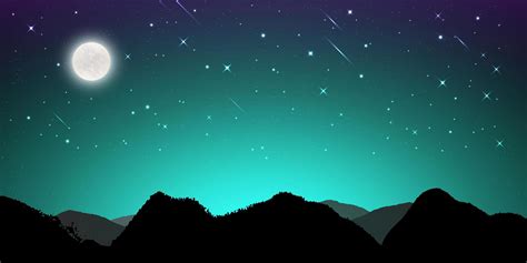 Night landscape with silhouettes of mountains and sky 1181010 Vector ...