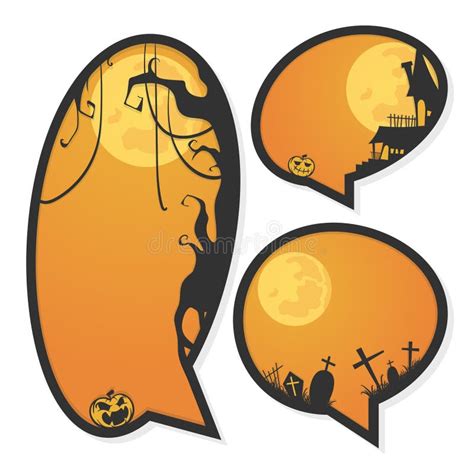 Halloween Set Banner with Horror View Element for Greeting Quotes and Other Stock Vector ...