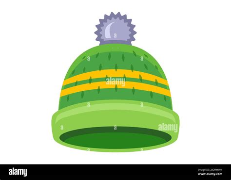 knitted green winter hat with bubo. winter clothes. flat vector illustration Stock Vector Image ...