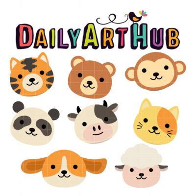 Random Animals Faces Clip Art Set – Daily Art Hub // Graphics ...