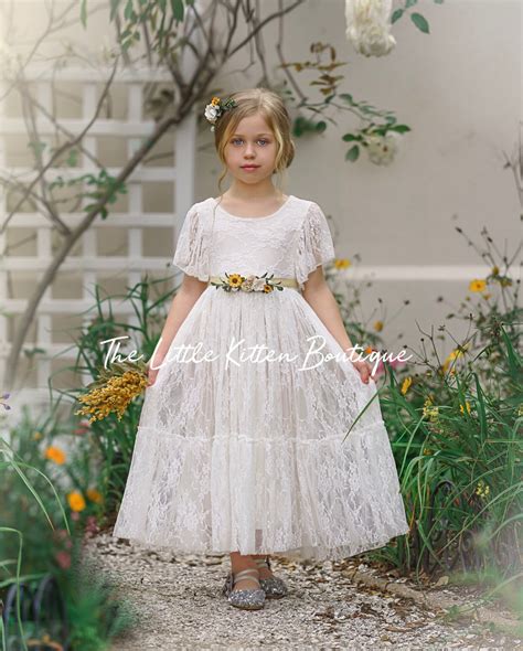 lace flower girl dress, flower girl dress, bohemian flower girl dress ...