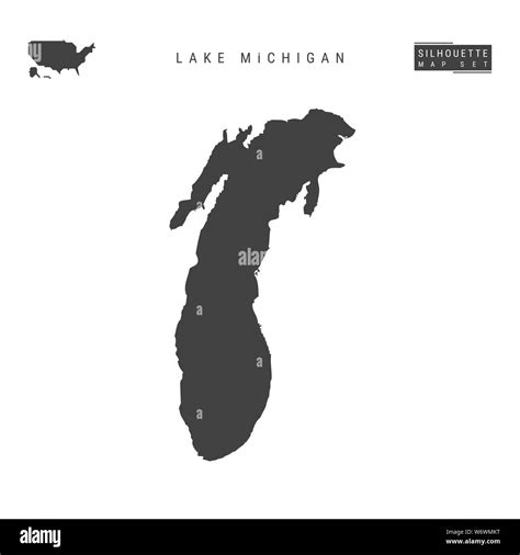 El Lago Michigan mapa en blanco aislado sobre fondo blanco. High ...