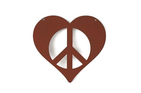 Metal Heart Peace Sign, Valentine heart, heart hanging sign, peace and love, peace hearts, peace ...
