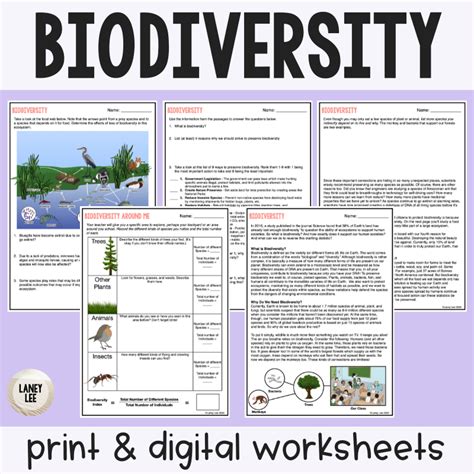 Biodiversity- Reading Comprehension Worksheets - Laney Lee