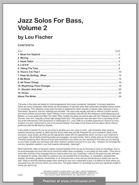 Jazz Solos for Bass, Volume 2 by L. Fischer - sheet music on MusicaNeo