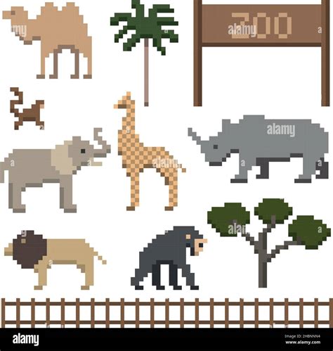 Set of pixel art zoo animals Stock Vector Image & Art - Alamy