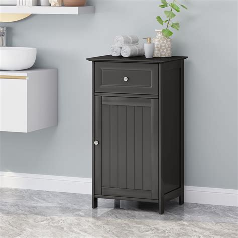 Noble House Katalena Modern Faux Wood Bathroom Storage Cabinet, Black ...