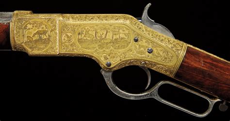 Extraordinary, One of a Kind, Relief Engraved, Gold & Nickel Winchester Model 1866 Lever Action ...