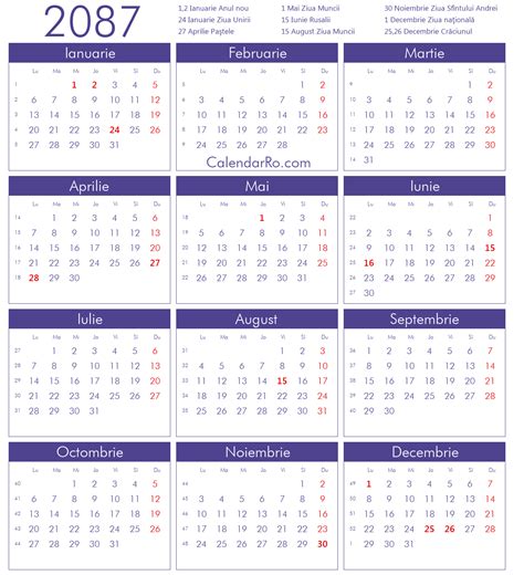 Calendar 2087