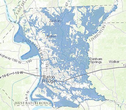 A flood map developed by the Baton Rouge City-Parish GIS Division of ...