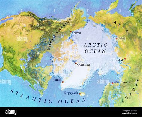 Geographic map of Arctic Ocean close location Stock Photo - Alamy