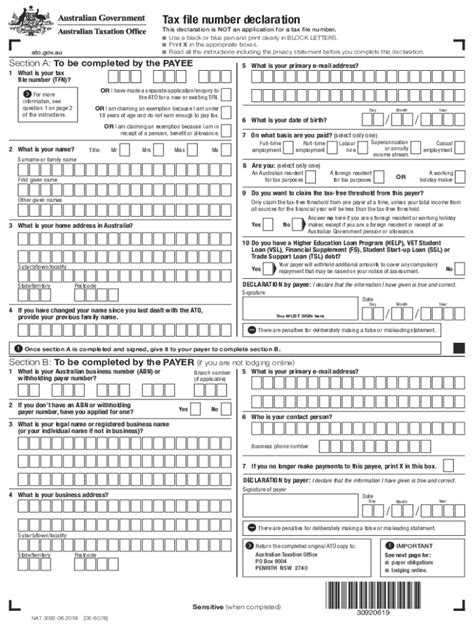 Tax File Declaration Form 2022 Ato | Declaration Form