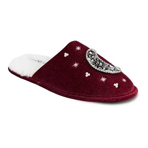 Women's Jessica Simpson Moon and Star Embellished Velour Memory Foam Slippers