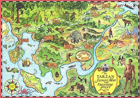 The Tarzan Jungle Map and Treasure Hunt: Geographicus Rare Antique Maps