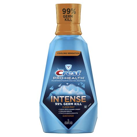 Crest Pro Health Intense Mouthwash, Clean Mint, 1 L (33.8 fl oz ...