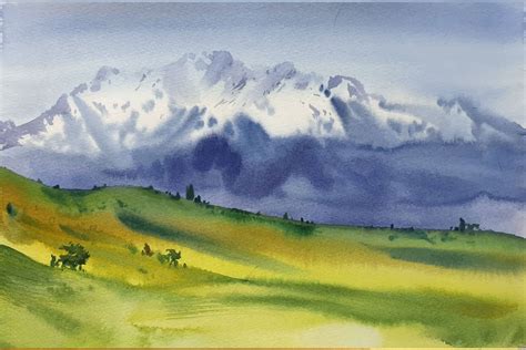 Watercolor Mountains Landscapes