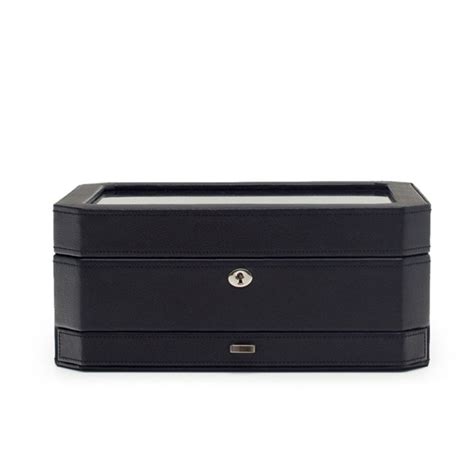 WOLF Windsor 10 Piece Watch Box with Drawer, Black & Purple | 458603 ...