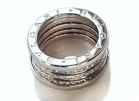 Bulgari Bvlgari B.Zero1 4-Band Diamond Ring in 18k White Gold, Size 56 - Bloomsbury Manor Ltd