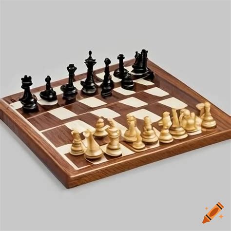 Wooden chess board with starting position on Craiyon