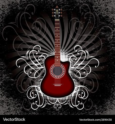 Banner with acoustic guitar on black background Vector Image