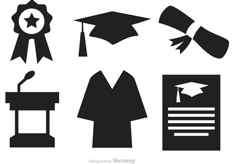 Silhouette Graduation Vector Icons 89758 Vector Art at Vecteezy