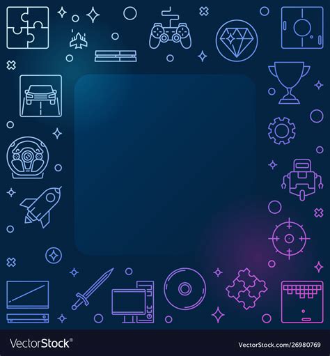 Games concept colorful outline frame - game Vector Image