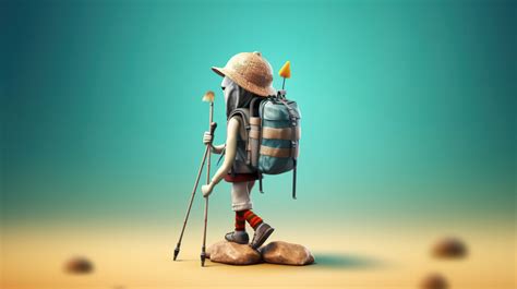 Hiker Adventurous With Trekking Poles In 3d Artwork Backgrounds | JPG ...