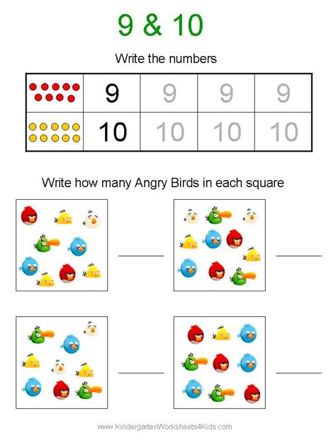 Free Angry Birds Math Worksheets for Kindergarten