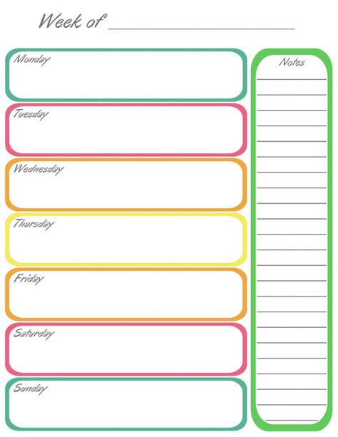 Free Printable Calendar One Week Per Page | Calendar Printables Free ...