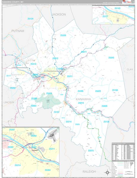 Kanawha County, WV Wall Map Premium Style by MarketMAPS - MapSales