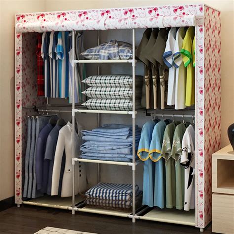 IKEA Double folding assembly simple wardrobe storage capacity hanging ...