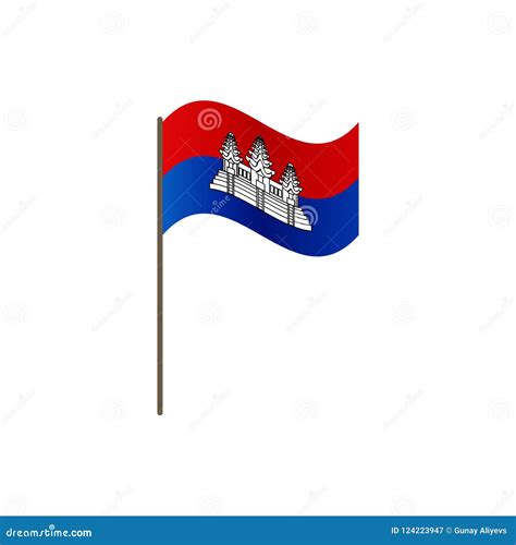 Cambodia Flag on the Flagpole. Official Colors and Proportion Correctly Stock Illustration ...