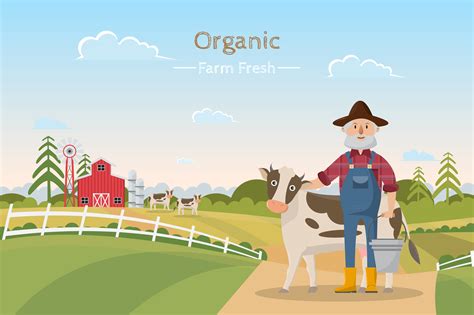 happy farmer family cartoon character in organic rural farm 425223 ...