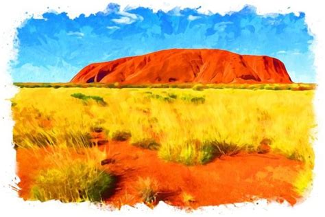 Uluru View Watercolor Graphic by Poster Boutique · Creative Fabrica