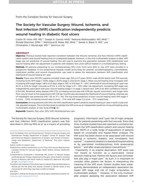 (PDF) The Society for Vascular Surgery Wound, Ischemia, and foot Infection (WIfI) classification ...