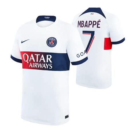 Men's Kylian Mbappe PSG 2023-24 White Away Stadium Replica Jersey