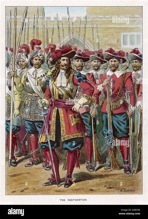 English soldiers of the Restoration period, after the return of Charles ...