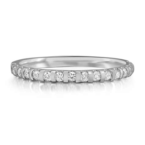 3.12Cttw Bezel Set Emerald Cut Diamond Eternity Band Ring 14K White Gold Size 6 For Sale at 1stDibs