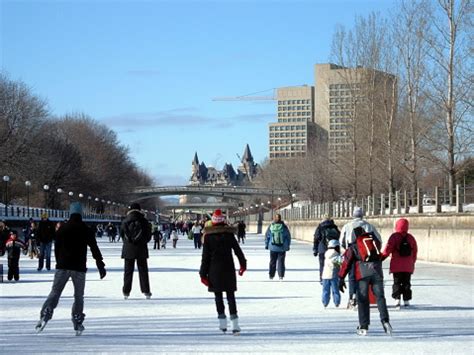 Skating On The Rideau Canal During Winterlude In Ottawa Canada Stock ...