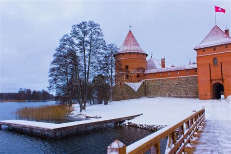 Trakai Castle in winter stock photo. Image of gothic - 99862940