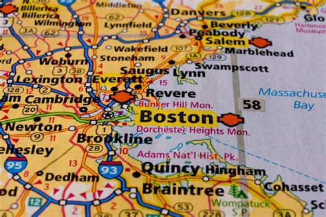 Boston City on Usa Travel Map. Stock Image - Image of national, explore: 180764701