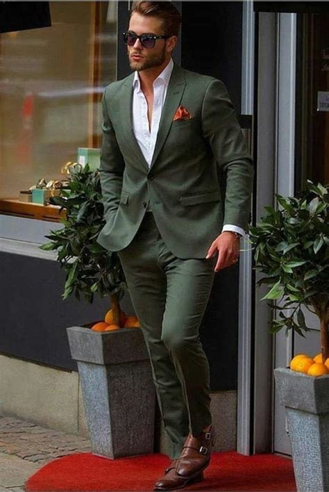 Men Green Suit Wedding Suit Groom Wear Suit for Men Engagement Suit 2 Piece Suit Slim Fit Two ...